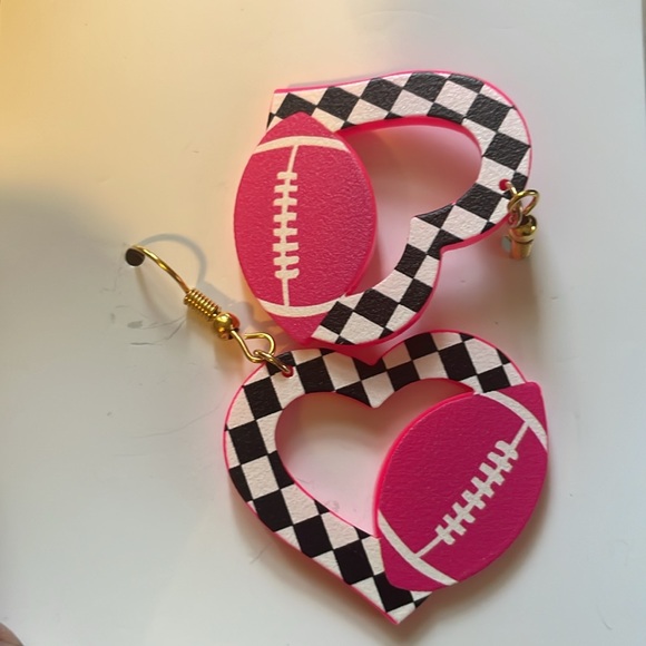 Plastic I Love Football Earrings - Picture 7 of 7